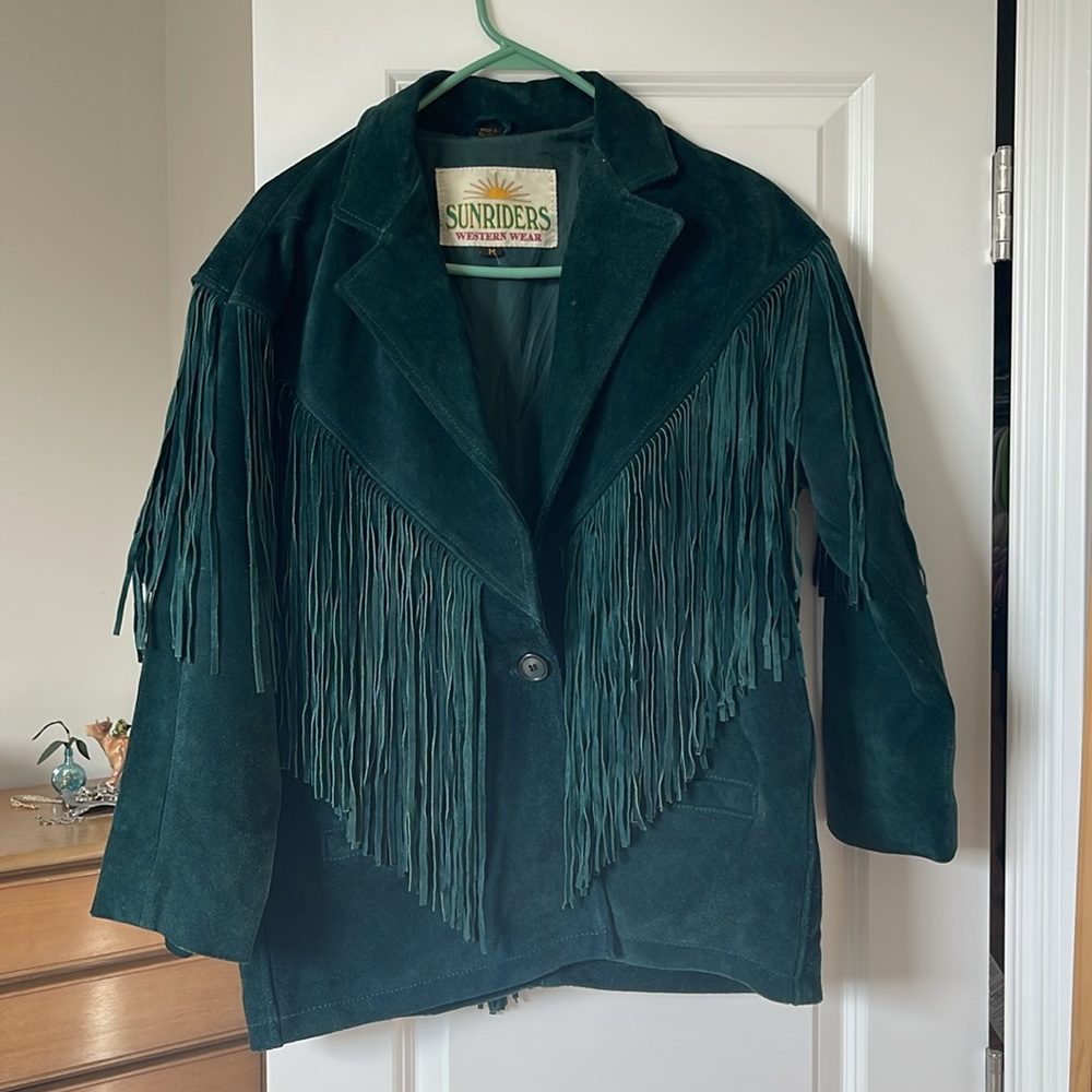 Sunriders Western Wear Vintage Genuine Leather Emerald green Jacket